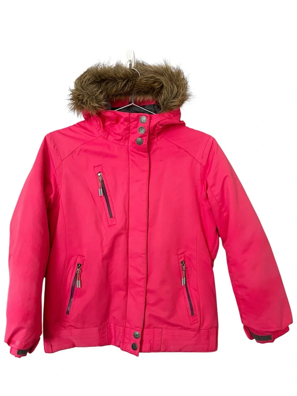 Firefly Girls Pink Ski Jacket Medium 10/12 Fur Hood Winter Coat